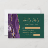 Paarse Gouden Agaat Emerald Green Wedding RSVP Kaa (Voorkant)