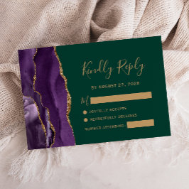 Paarse Gouden Agaat Emerald Green Wedding RSVP Kaa