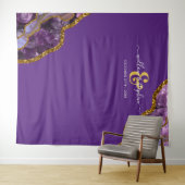 Paarse Gouden Agaat Geode Trouwachtergrond Banner Wandkleed (In Situ (horizontaal))