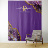Paarse Gouden Agaat Geode Trouwachtergrond Banner Wandkleed (In situ)