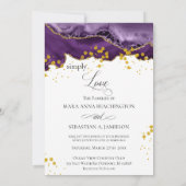 ** Paarse gouden agaat GEWOON LIEFDE Modern Elegan Kaart (Achterkant)