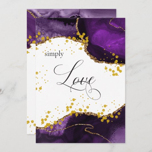 ** Paarse gouden agaat GEWOON LIEFDE Modern Elegan Kaart (Voorkant / Achterkant)