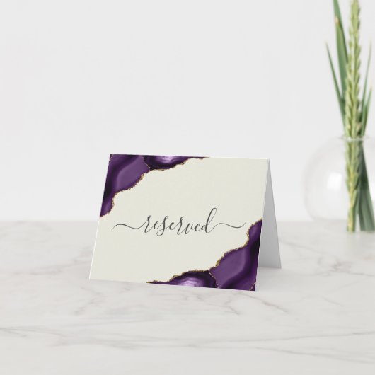 Paarse Gouden Agaat Ivoor Gereserveerde Trouwplaat Kaart (Voorkant)