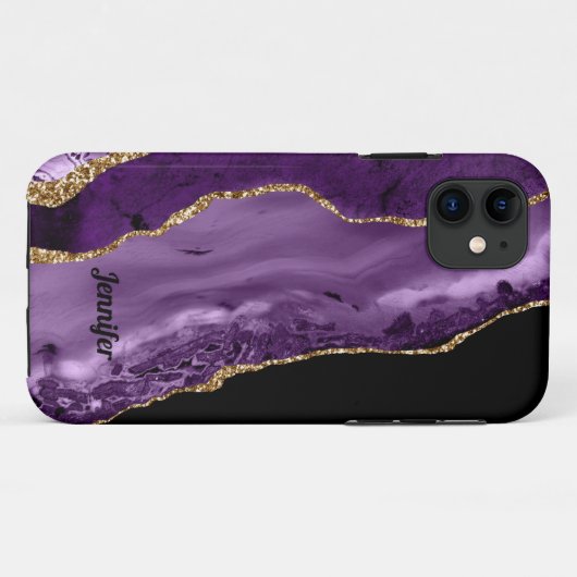 Paarse gouden agaat kristal personaliseren Case-Mate iPhone case (Achterkant (horizontaal))