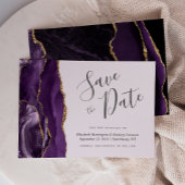 Paarse Gouden Agaat Lavendel Save the Date Kaart