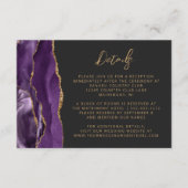 Paarse gouden agaat leisteen script bruiloft detai informatiekaartje (Voorkant)