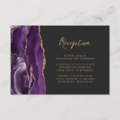 Paarse Gouden Agaat Leisteen Script Trouwreceptie Informatiekaartje (Voorkant)
