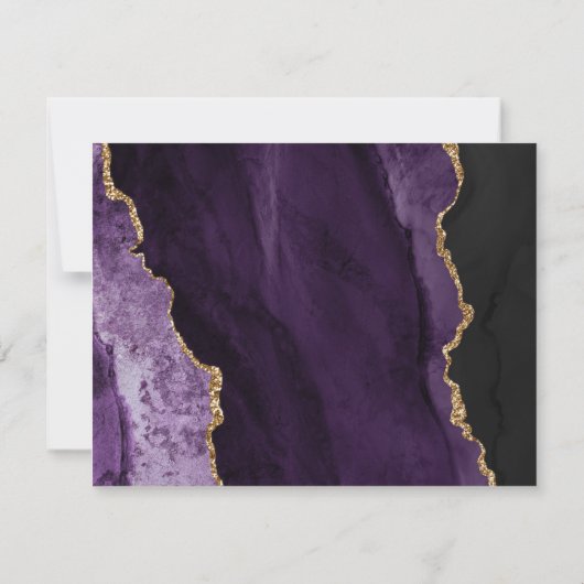 Paarse Gouden Agaat Maaltijden Opties Plum Bruilof RSVP Kaartje (Achterkant)