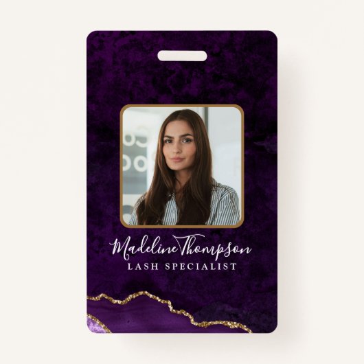 Paarse gouden agaat marmer bedrijf ID Badge (Voorkant)