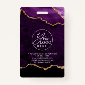 Paarse gouden agaat marmer bedrijf ID Badge (Achterkant)