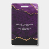 Paarse gouden agaat marmer bedrijf ID Badge (Achterkant)