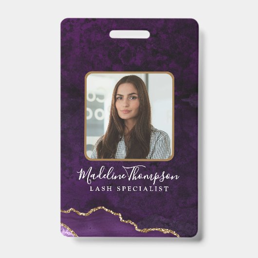 Paarse gouden agaat marmer bedrijf ID Badge (Voorzijde)