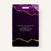 Paarse gouden agaat marmer bedrijf ID Badge (Achterkant)