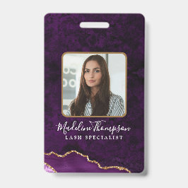 Paarse Gouden Agaat Marmer Bedrijfs ID Badge
