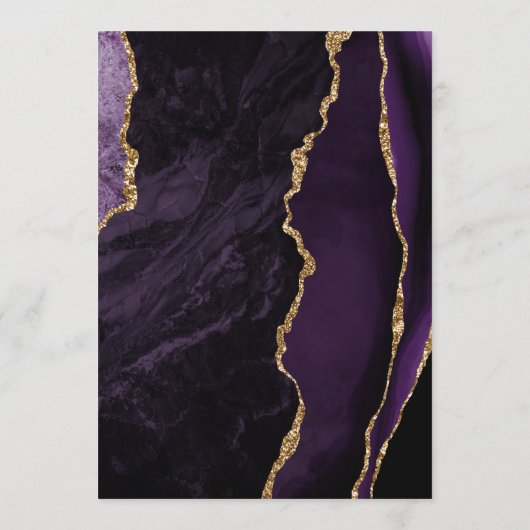 Paarse gouden agaat Modern Script Plum Wedding Menu (Achterkant)