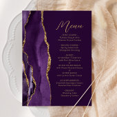 Paarse gouden agaat Modern Script Plum Wedding Menu