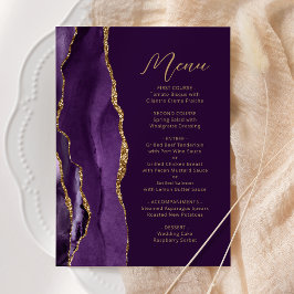 Paarse gouden agaat Modern Script Plum Wedding Menu