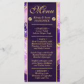 Paarse Gouden Agaat Patroon Bruiloft Menu (Voorkant)