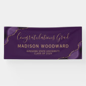 Paarse Gouden Agaat Plum Felicitaties Afstuderen Spandoek (Horizontaal)