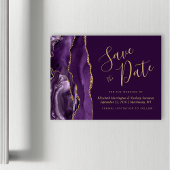 Paarse Gouden Agaat Plum Magnetische Save the Date