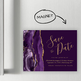 Paarse Gouden Agaat Plum Magnetische Save the Date
