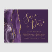 Paarse Gouden Agaat Plum Magnetische Save the Date (Voorkant)