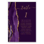 Paarse gouden agaat pruim bruiloft tafel nummer kaart (Voorkant)