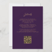 Paarse Gouden Agaat Pruim QR Code Bruiloft Kaart (Achterkant)