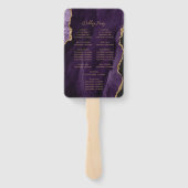 Paarse gouden agaat script bruiloft programma handwaaier (Achterkant)