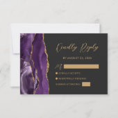 Paarse Gouden Agaat Script Trouw RSVP Kaart (Voorkant)