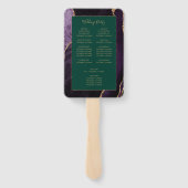 Paarse gouden agaat smaragdgroen huwelijksprogramm handwaaier (Achterkant)