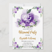 Paarse gouden appel bloemen leraar pensioen partij kaart (Voorkant)