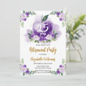 Paarse gouden appel bloemen leraar pensioen partij kaart (Staand voorkant)