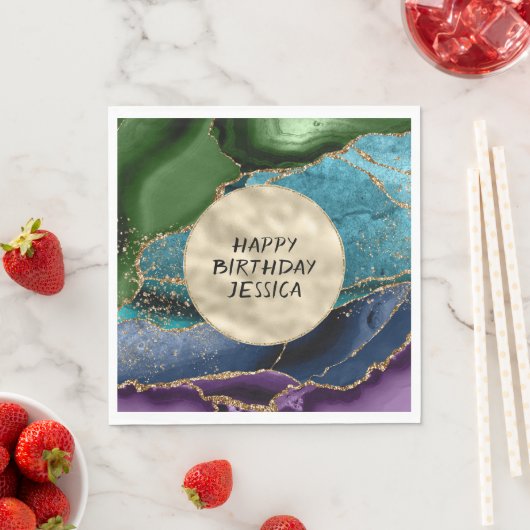 Paarse gouden Aqua Green Glitz Servet (Insitu)