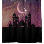 Paarse gouden Arabische nachten Marokkaanse Midden Douchegordijn (Voorkant)