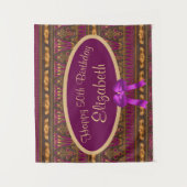 Paarse Gouden Art Deco Print 50e Verjaardag Wandkleed (Voorkant)