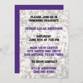 Paarse Gouden Atleet Speler Afstuderen Uitnodiging (Voorkant / Achterkant)