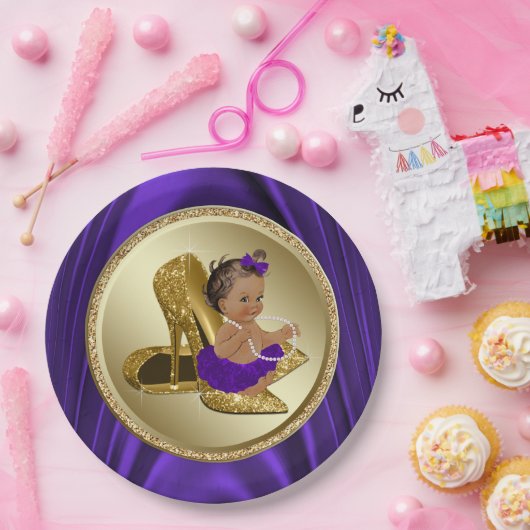 Paarse gouden Baby shower papier Borden Papieren Bordje (Feest)