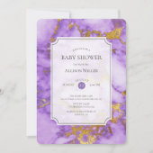 Paarse & gouden Baby shower uitnodiging (Voorkant)