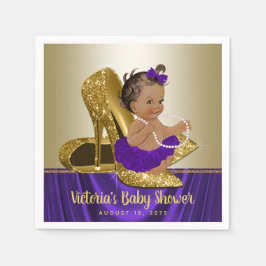 Paarse gouden Baby showers papieren servetten