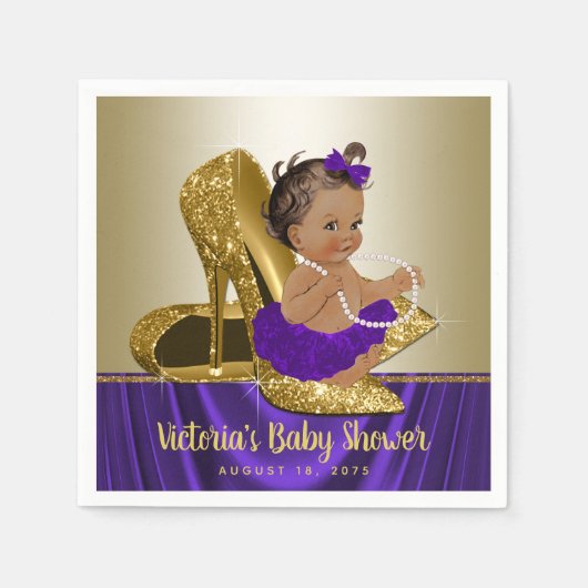 Paarse gouden Baby showers papieren servetten (Voorkant)
