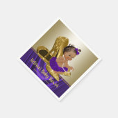 Paarse gouden Baby showers papieren servetten (Hoek)