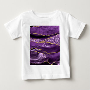 Paarse gouden Baby T-shirt met aangepaste naam