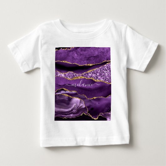 Paarse gouden Baby T-shirt met aangepaste naam (Voorkant)