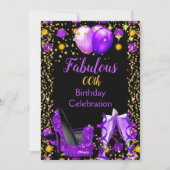 Paarse gouden ballonnen op hoog niveau Champagne Kaart (Voorkant)