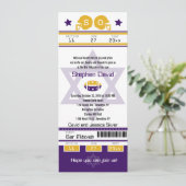 Paarse gouden bar mitswa Football ticketuitnodigin Kaart (Staand voorkant)