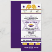 Paarse gouden bar mitswa Football ticketuitnodigin Kaart (Voorkant / Achterkant)