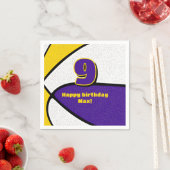 paarse Gouden Basketbal Meisjes Jongens Sportfeest Servet (Insitu)