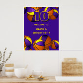 paarse gouden basketbal team kleuren feest welkom poster (Keuken)