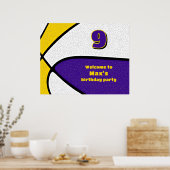 paarse gouden basketbal team kleuren feest welkom poster (Keuken)